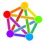 proposed Fediverse logo, a pentagram inside a pentagon, with circles on the outer corners. The circles and all of the lines are different pastel colors.